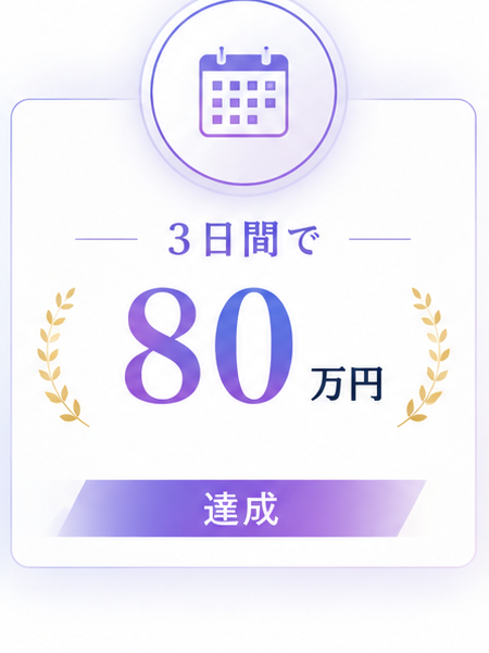 3日間で80万円 達成